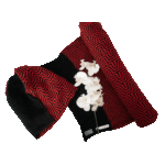 Handgestrickter Schal aus 100 % Merinowolle – Schwarz/Rot